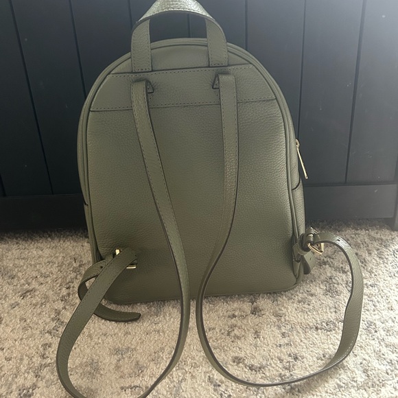 Michael Kors Olive Green Pebbled Leather Mini Backpack Gold Hardware NWOT - Picture 2 of 16